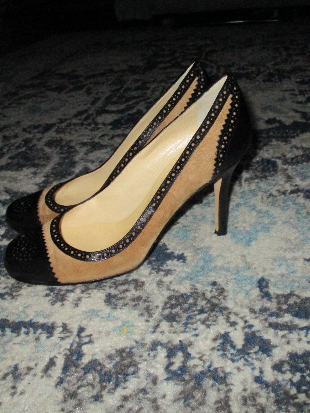 Kate Spade 8 B♠️Tan Suede & Black leather heels